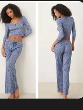 Free People Blue Stolen Dance Pajama Set XL. Brand New
